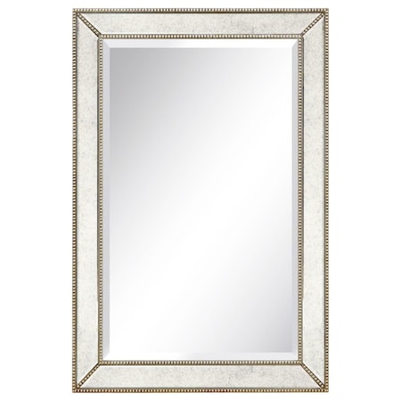 Sekkusu Furniture 24 x 36 in. Solid Wood Frame Covered Wall Mirror , Beveled Antique Mirror Panels, 1 in. Beveled Edge SE2573412